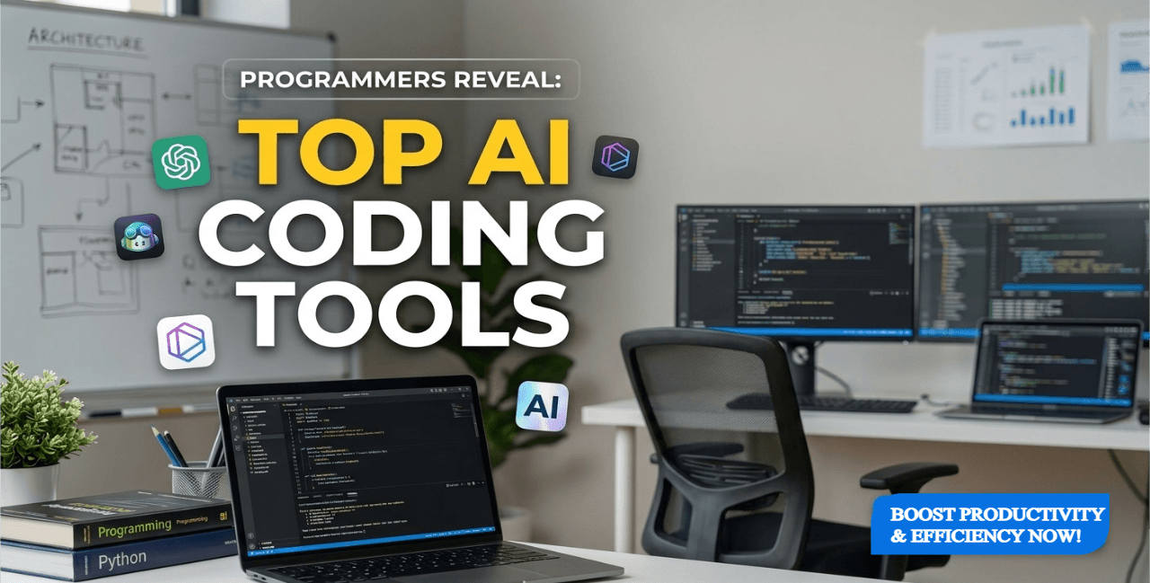 Developer comparing AI coding tools for 2026 with icons of GitHub Copilot, Cursor, Claude Code and more over a code editor.